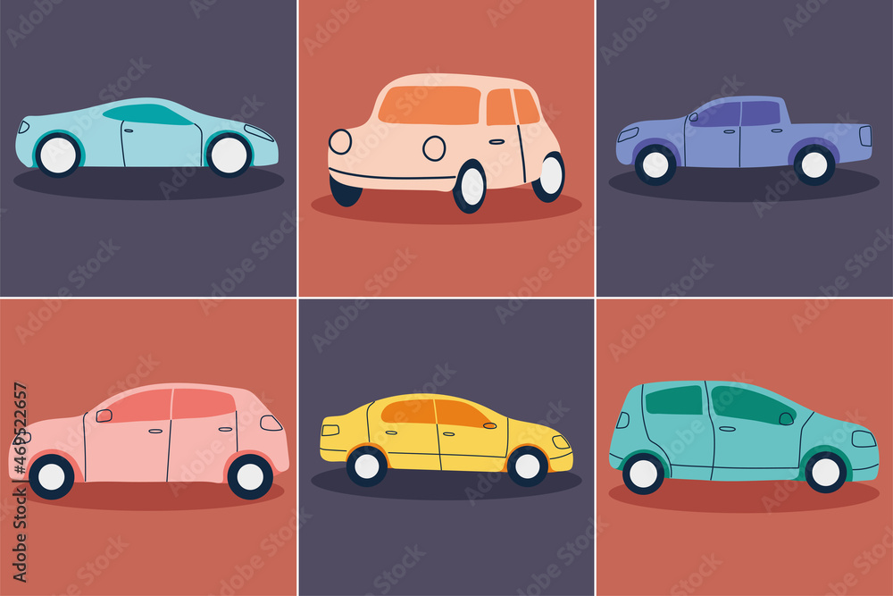 colorful cars icon collection colorful cars icon collection