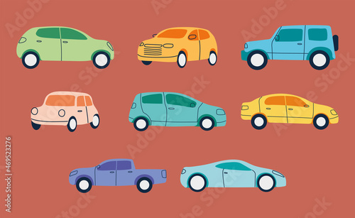 colorful cars set