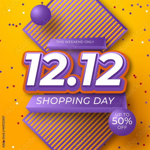 12.12 online shopping sale poster or flyer design