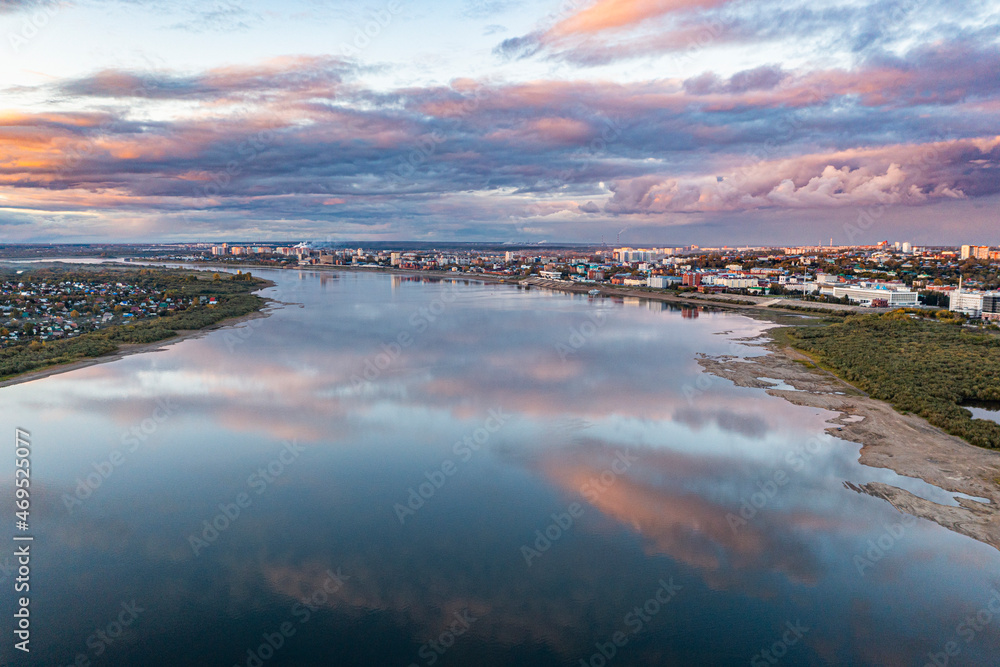 Cloud reflections on the Tom River, Tomsk, Tomsk Oblast Cloud reflections on the Tom River, Tomsk, Tomsk Oblast