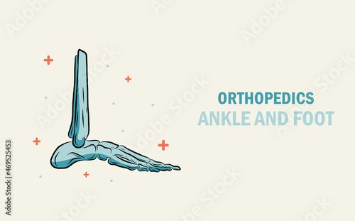 Orthopedics treatment of the bone ankle injury. Abstract traumatology and orthopedics. Medical science in the hospital for body joints.