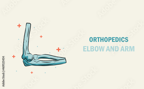 Orthopedics treatment of bone elbow. Abstract traumatology and orthopedics. Medical science in the hospital for body joints.