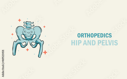 Orthopedics treatment of bone hip injury. Abstract traumatology and orthopedics. Medical science in the hospital for body joints.