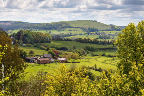 View from Shaftesbury over Cranborne Chase AONB (Area of Outstanding Natural Beauty) scenery to Melbury Beacon, Shaftesbury, Dorset photo