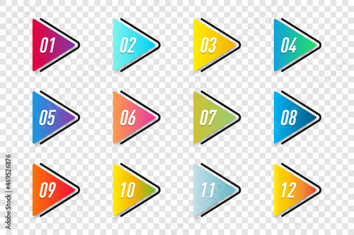 Set of colorful number bullet point with shadow Fotobehang
