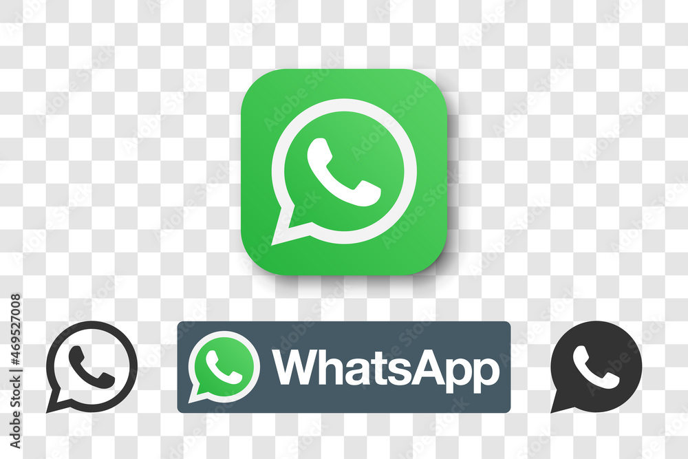 Whatsapp logo icon with shadow and original inscription Stock Vector ...