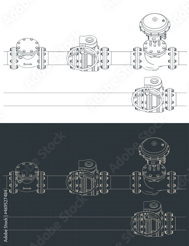 Control valve with bypass isometric blueprints