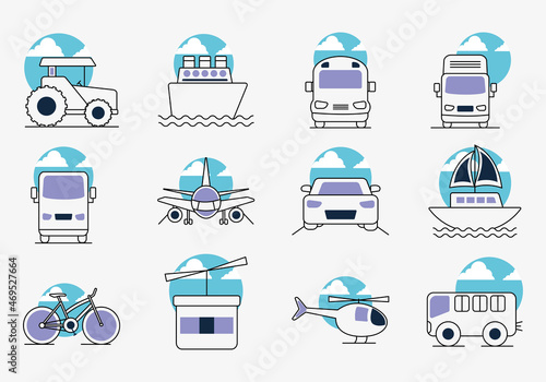 transport icon set design