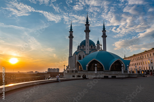 Sunset over the Kul Sharif Mosque, UNESCO World Heritage Site, Kazan, Republic of Tatarstan