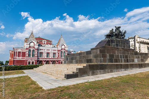 Monument to Vasily Chapaev before the Samara Academic Gorkiy Drama Theater, Samara photo
