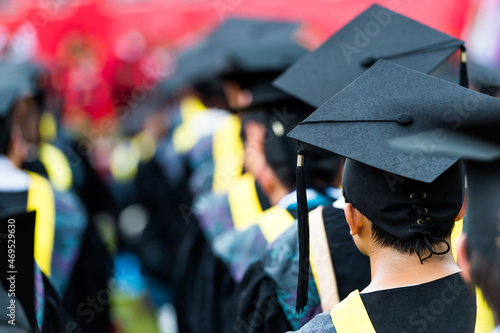 Back view of graduates during commencement