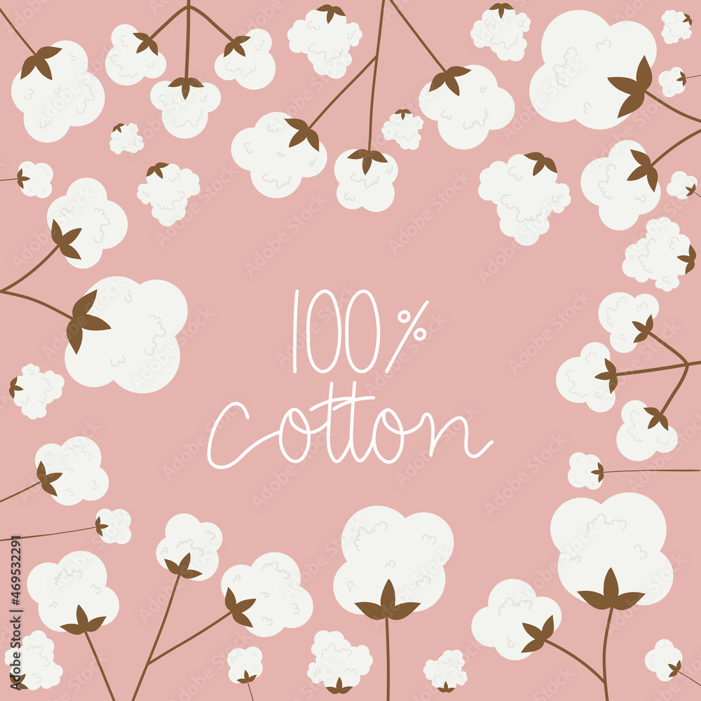 100 percent cotton pink illustration