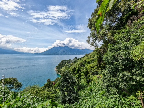 View of the magnificent Lake Atitlan in the Guatemalan highlands, Solola, Guatema photo