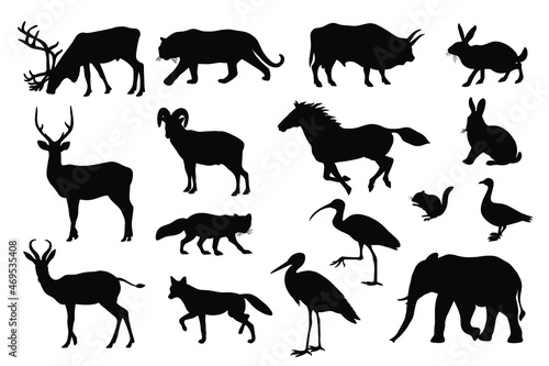 Set of animal silhouettes. Vector illustration.
