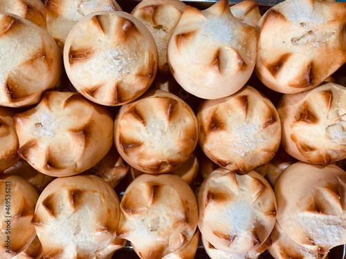 close up of fresh baked bread rolls
