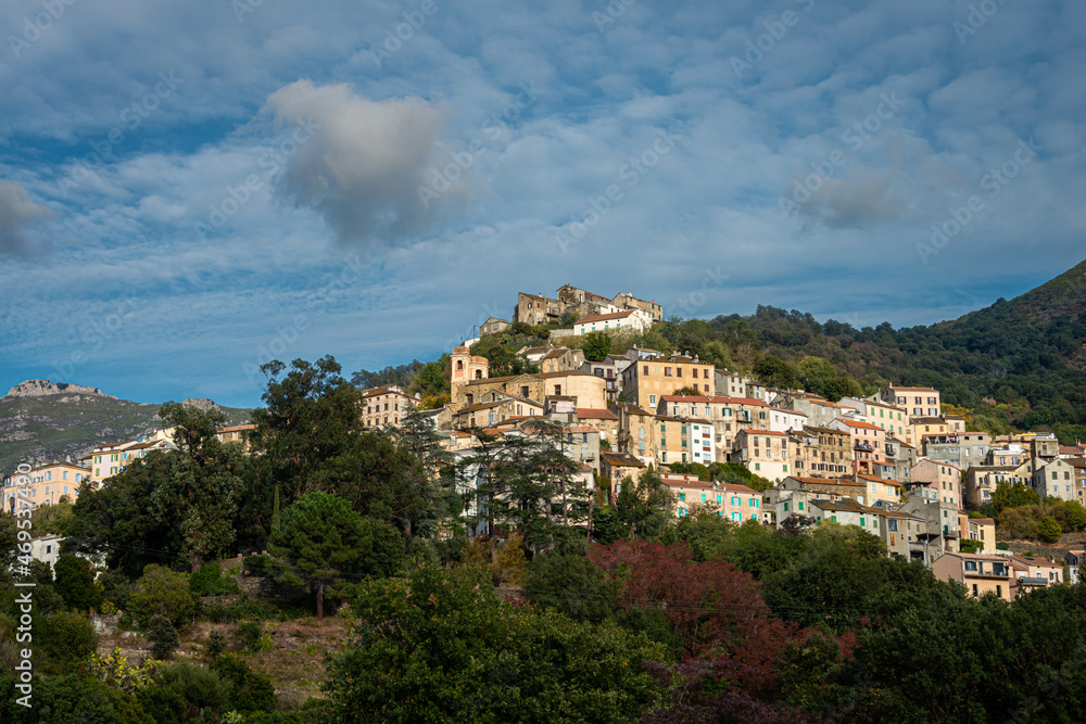 hillside  village of Oletta ,corsica , france
