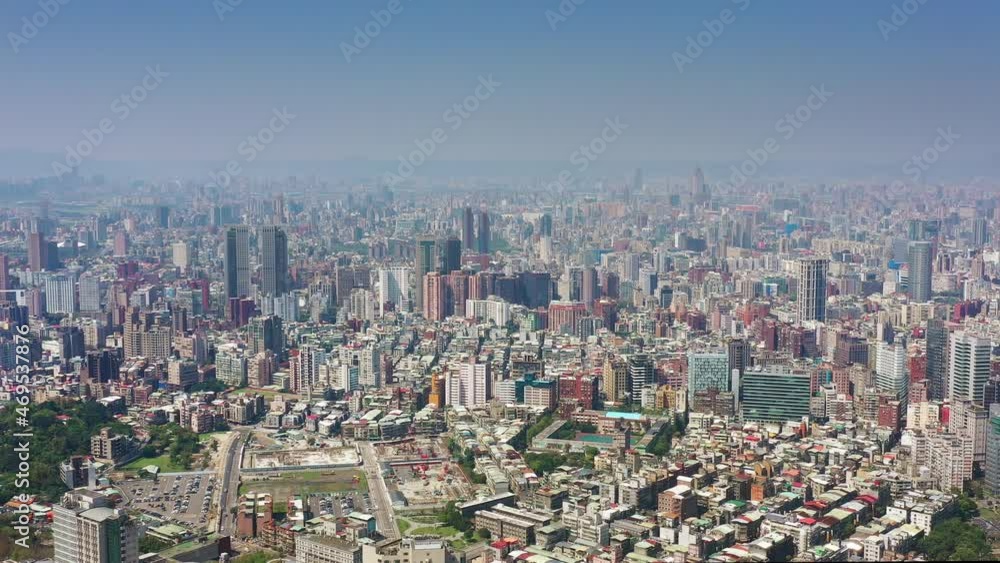 sunny day taipei central district cityscape aerial panorama 4k taiwan sunny day taipei central district cityscape aerial panorama 4k taiwan