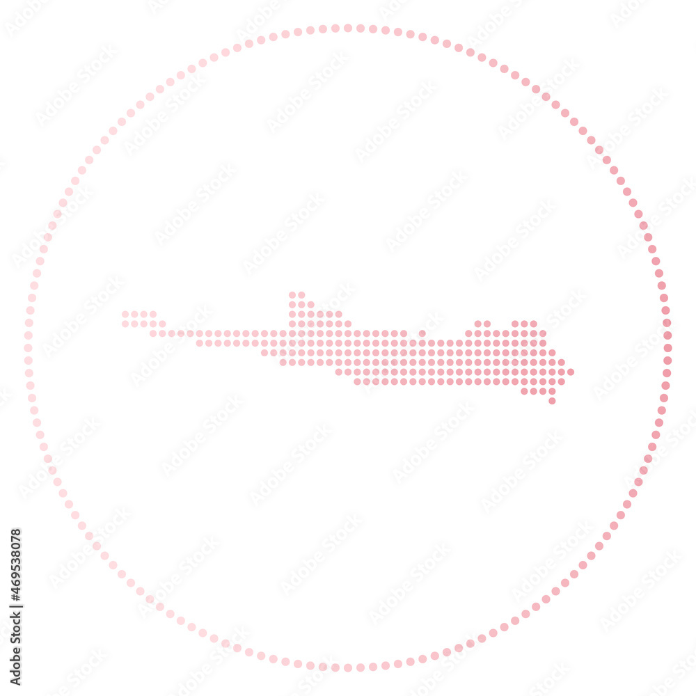 Paradise Island digital badge. Dotted style map of Paradise Island in a circle. Tech icon of the island with gradient dots. Creative vector illustration. Paradise Island digital badge. Dotted style map of Paradise Island in a circle. Tech icon of the island with gradient dots. Creative vector illustration.