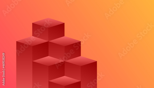 The square podium has three layers of red color, Flat Modern design,  isolated  background, illustration Vector EPS 10