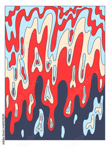 winter vector interior poster in hippie style.70s and 60s funky and groove postcards.Psychedelic patterns with  waves, shapes,rainbow.Abstract shapes for wallpaper and background.Cold blue palette