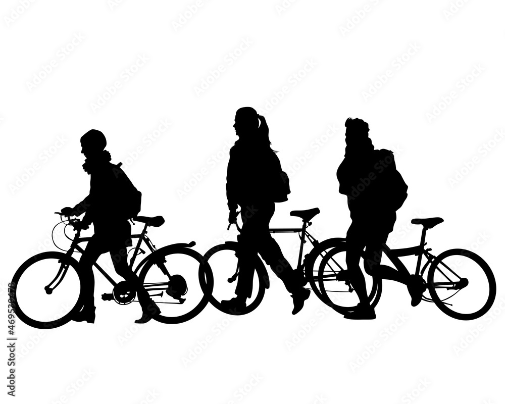 Obraz premium Young athlete on a bike for extreme stunts. Isolated silhouette on a white background