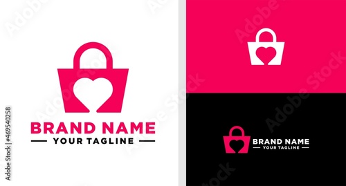 SHOPPING BAG LOGO LOVE NEGATIVE SPACE EDITABLE