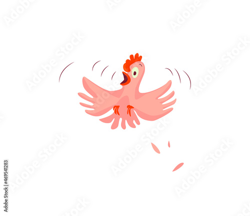 Scared cartoon chicken. Vector clip art illustration