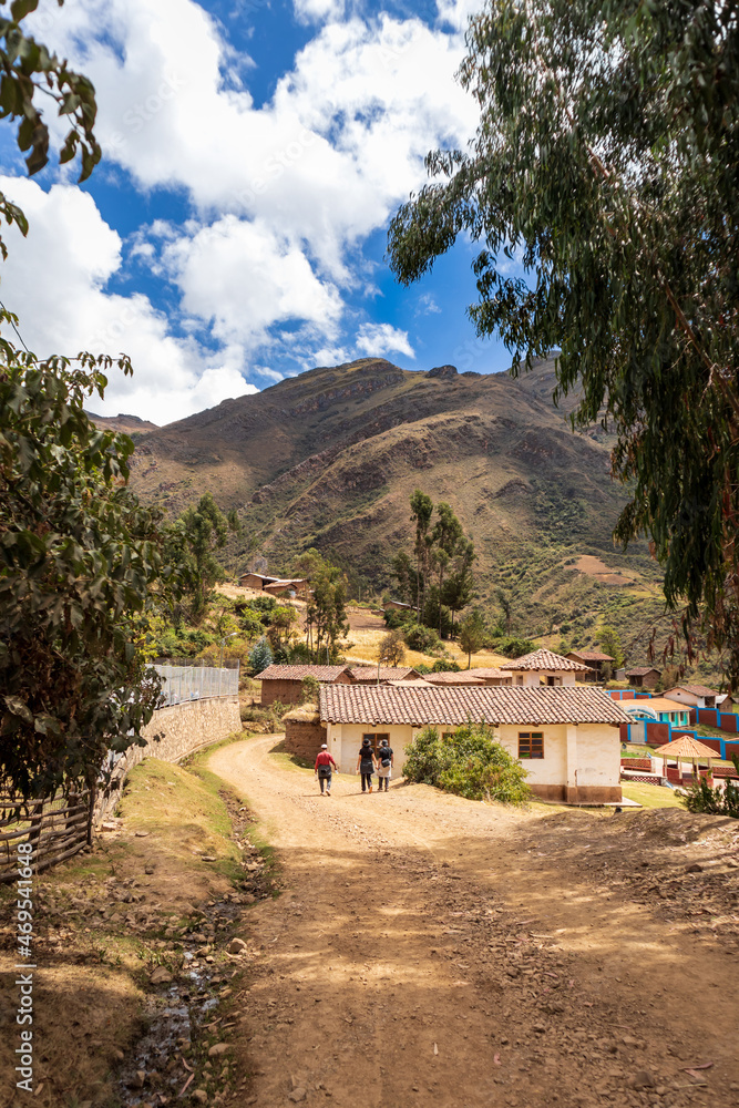 On the way to town through a dirt road between the Andean mountains.