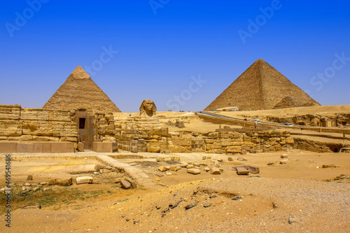 The great pyramids and Sphinx monument  Giza  Cairo  Egypt