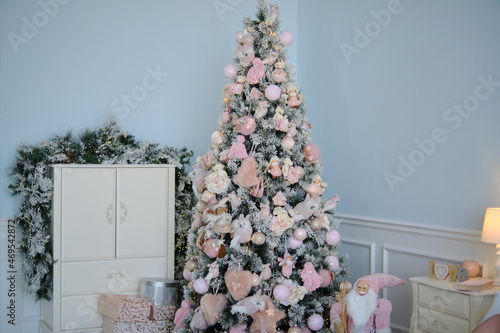 Merry christmas studio beautiful happy new year pink white