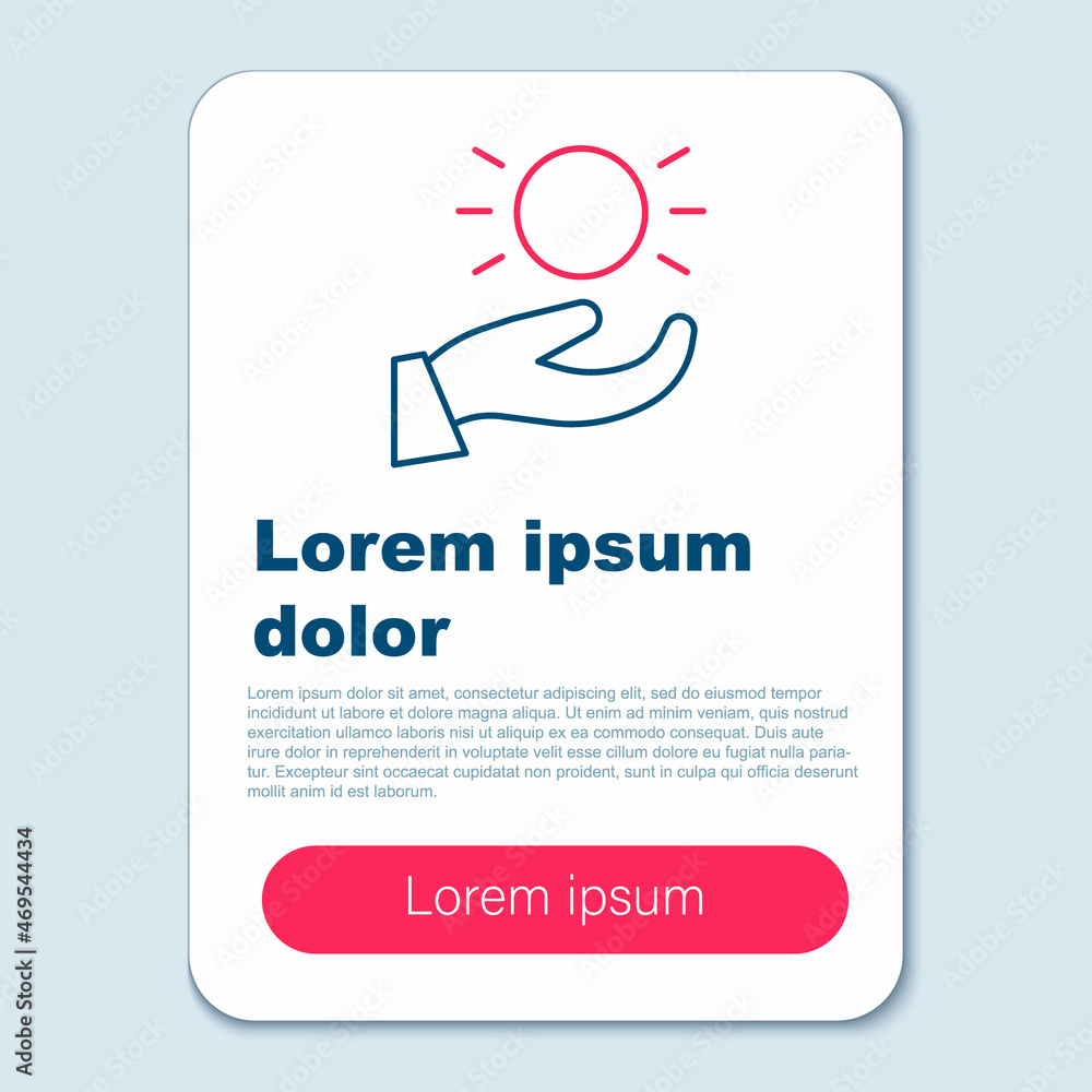Line Ball levitating above hand icon isolated on grey background. Levitation symbol. Colorful outline concept. Vector Line Ball levitating above hand icon isolated on grey background. Levitation symbol. Colorful outline concept. Vector