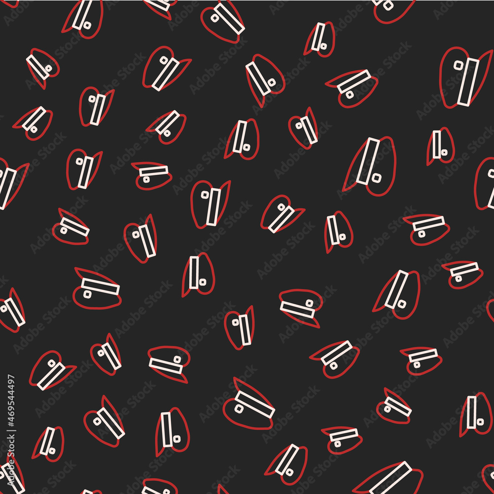 Line Train driver hat icon isolated seamless pattern on black background. Vector Line Train driver hat icon isolated seamless pattern on black background. Vector