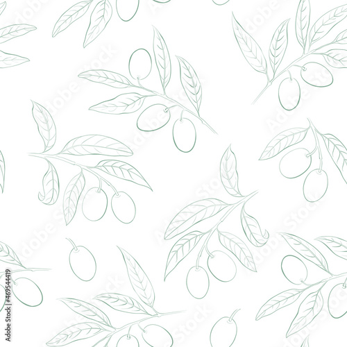Seamless patternt branches of olives on white background.