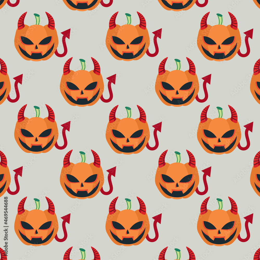 Scary pumpkin for halloween in seamless pattern vector Scary pumpkin for halloween in seamless pattern vector