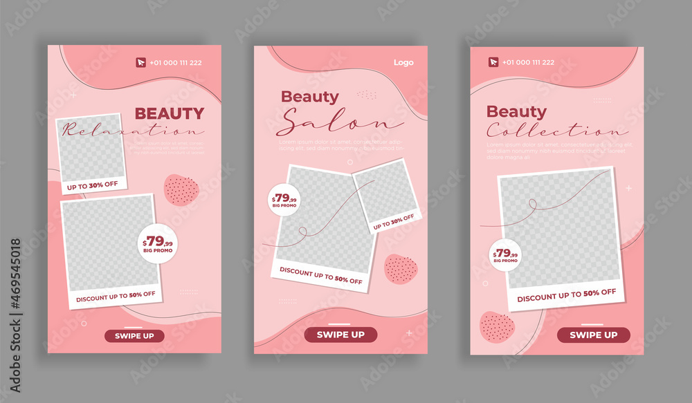 Beauty Center Makeup Social media stories Design - obrazy, fototapety, plakaty 