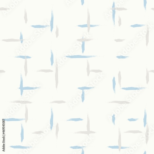 Blue stripe seamless pattern. watercolor line tartan texture. Japanese motif vector plaid checkered fabric, hand drawn brush strokes background