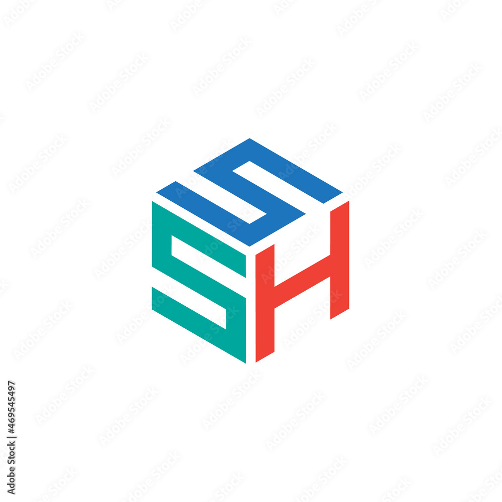 Hexagon logo with the letters SSH design Hexagon logo with the letters SSH design