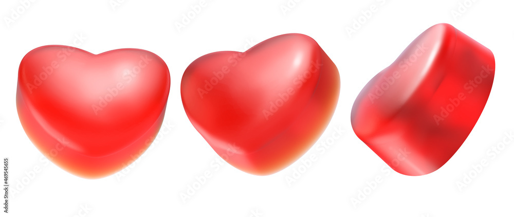 heart Jelly gummy candy. Isolated on white background. 3d illustration