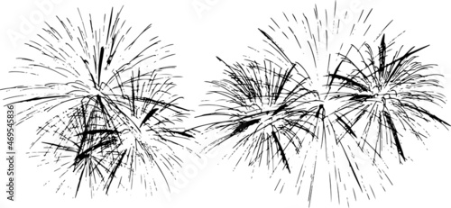 Firework texture, thin lines, transparent background. Backdrop to use for overlay, montage or brushes. Easy to recolor. Abstract vector illustration, eps 10. Happy new year concept.