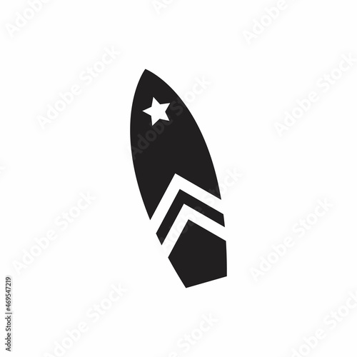 Surfboard icon in black style isolated on white background