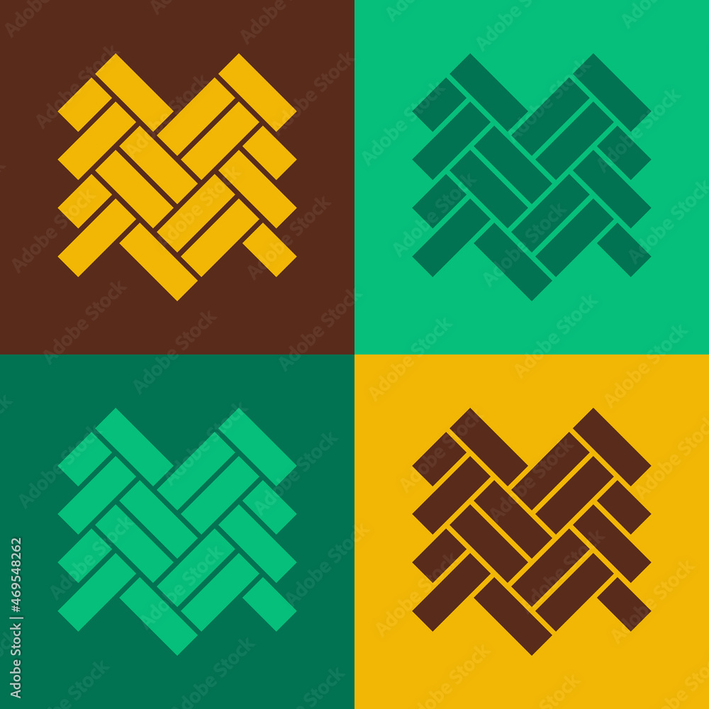 Fototapeta premium Pop art Parquet icon isolated on color background. Vector
