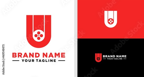 LETTER U LOGO MONOGRAM ROLL FILM NEGATIVE SPACE EDITABLE
