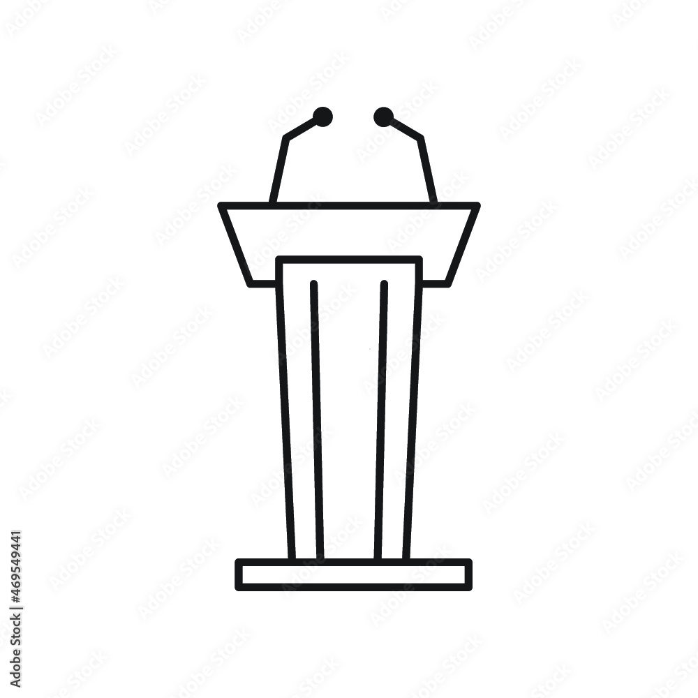 Tribune line icon. Microphone, mic, podium. Mass media concept Tribune line icon. Microphone, mic, podium. Mass media concept