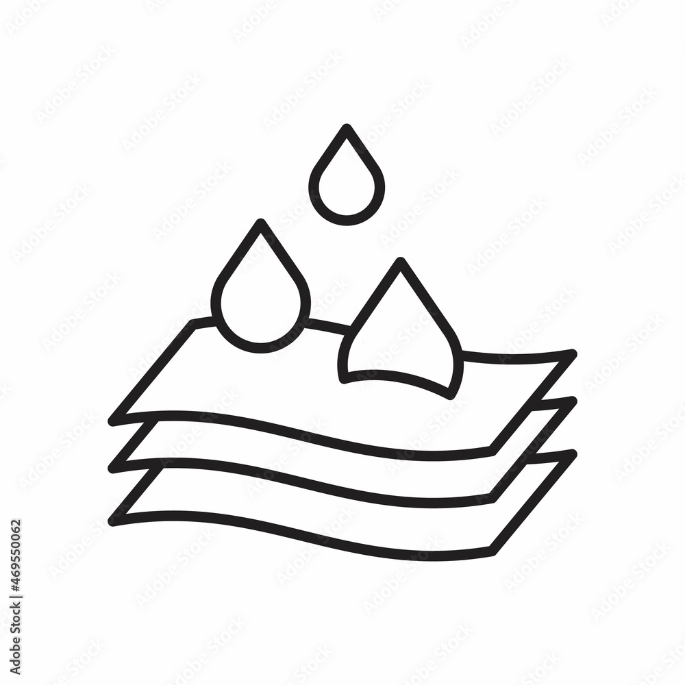 Fototapeta premium three layers fabric icon, moisture absorbing, absorption properties, thin line symbol on a white background