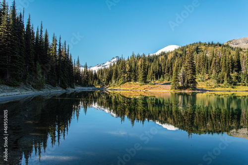 Scenic reflection from Shadow Lake and Mount Rainier in the background, Mt Rainier NP