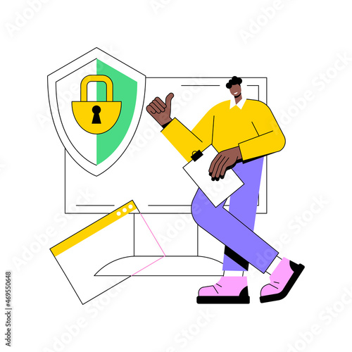 Privacy policy abstract concept vector illustration. Privacy notice, agree policy, pop up website page, know more, client data, menu bar design, user experience, legal document abstract metaphor.