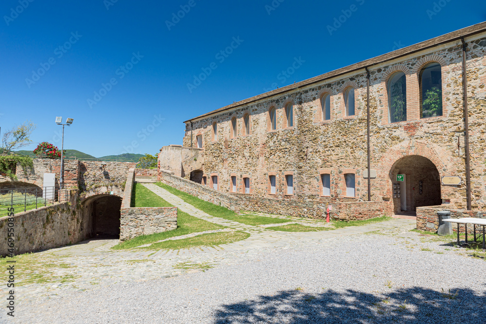 Savona, Italy. May 20, 2021. View of one of the internal courtyards of the Priamar Fortress.