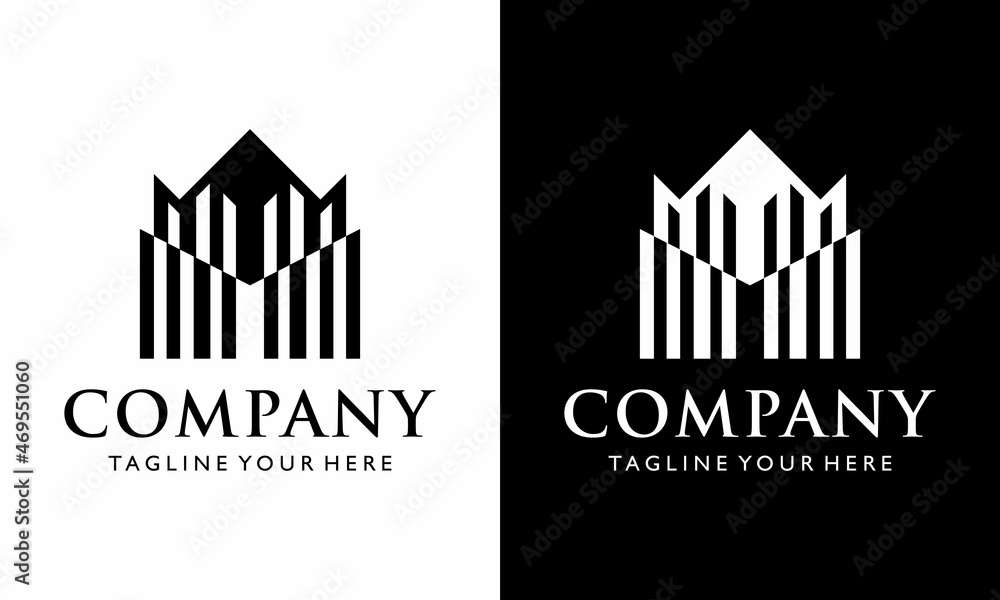 Building City Logo Symbol Template Design Vector, Emblem, Design Concept, Creative Symbol, Icon on a black and white background.