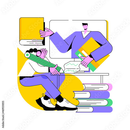 Distance learning abstract concept vector illustration. Distance education, off campus learning, online degree, video conferencing, distancing, smart classroom, watching webinar abstract metaphor.