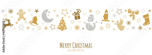 christmas greetings banner with abstract symbols